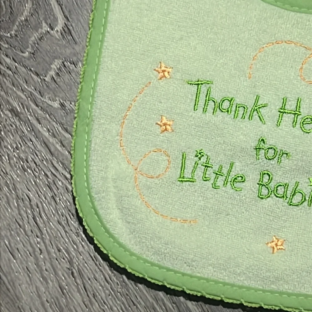 Vintage Cherokee Baby Green Embroidered Bib